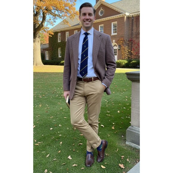 Vtg Polo University By Ralph Lauren Wool Tweed Blazer Herringbone Old Money 44 - Picture 2 of 13